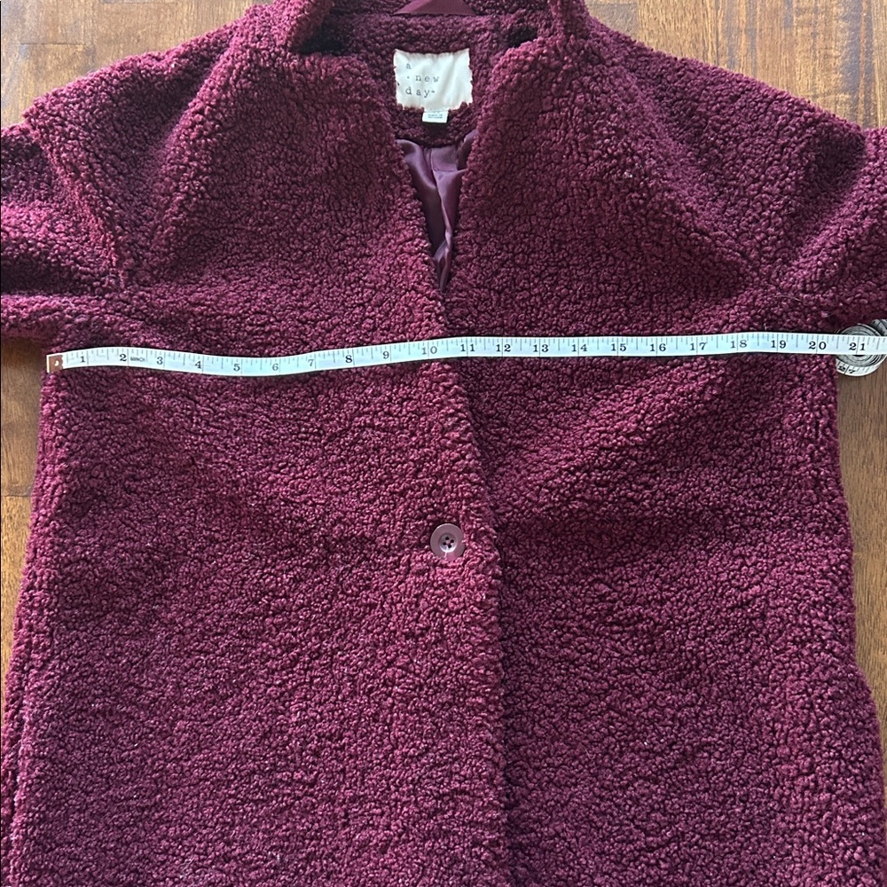 A New Day women’s Teddy Coat, Red Wine, XS Knee-Length hallmark winter Outerwear - Picture 5 of 11
